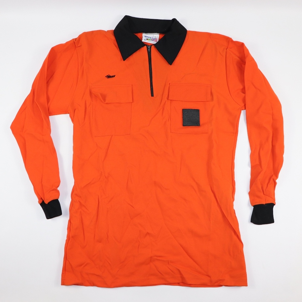 80s New Doss Mens Large Soccer Ref Jersey Orange